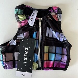 NWT Terez girls racer back zip up swim top sz 10 tank